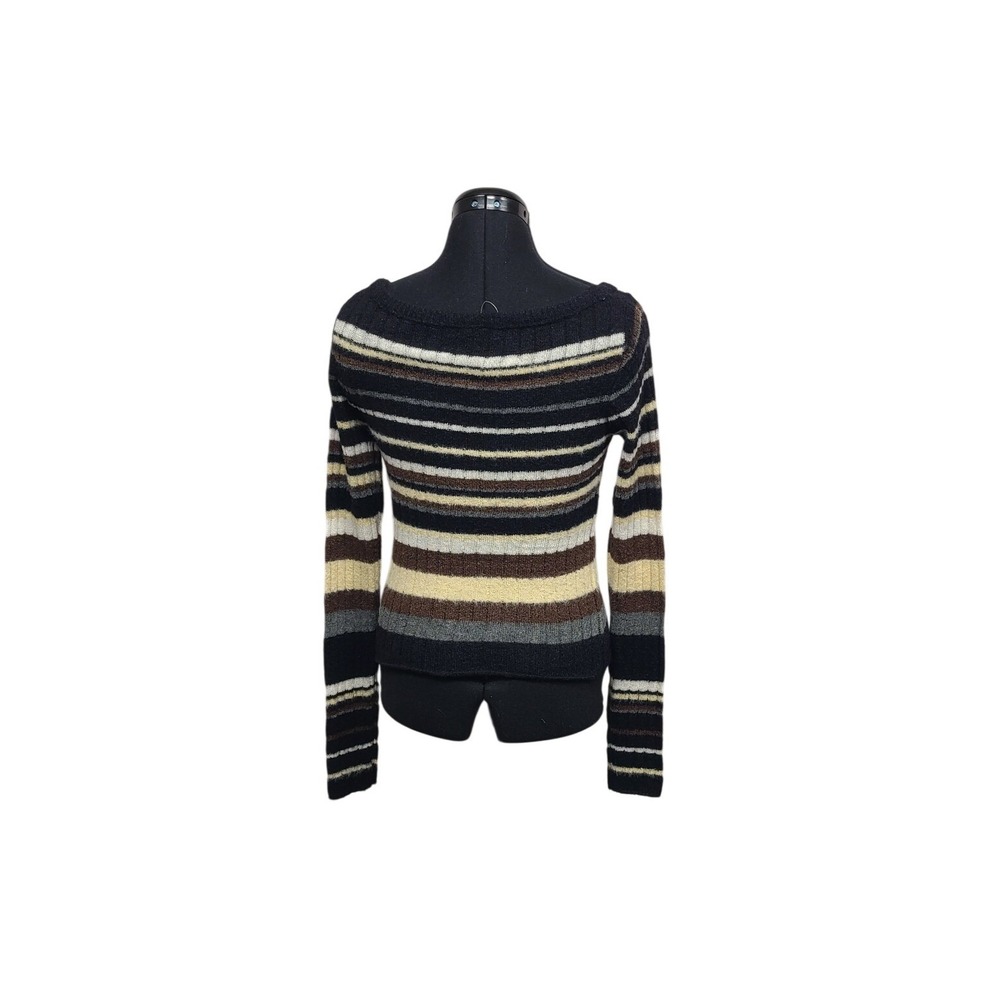 Free‎ People Striped Off The Shoulder Sweater Black Brown Cream Size Small